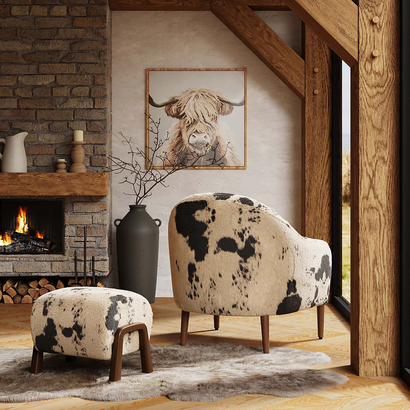 Kaspar Faux Cow Fur Tub Chair