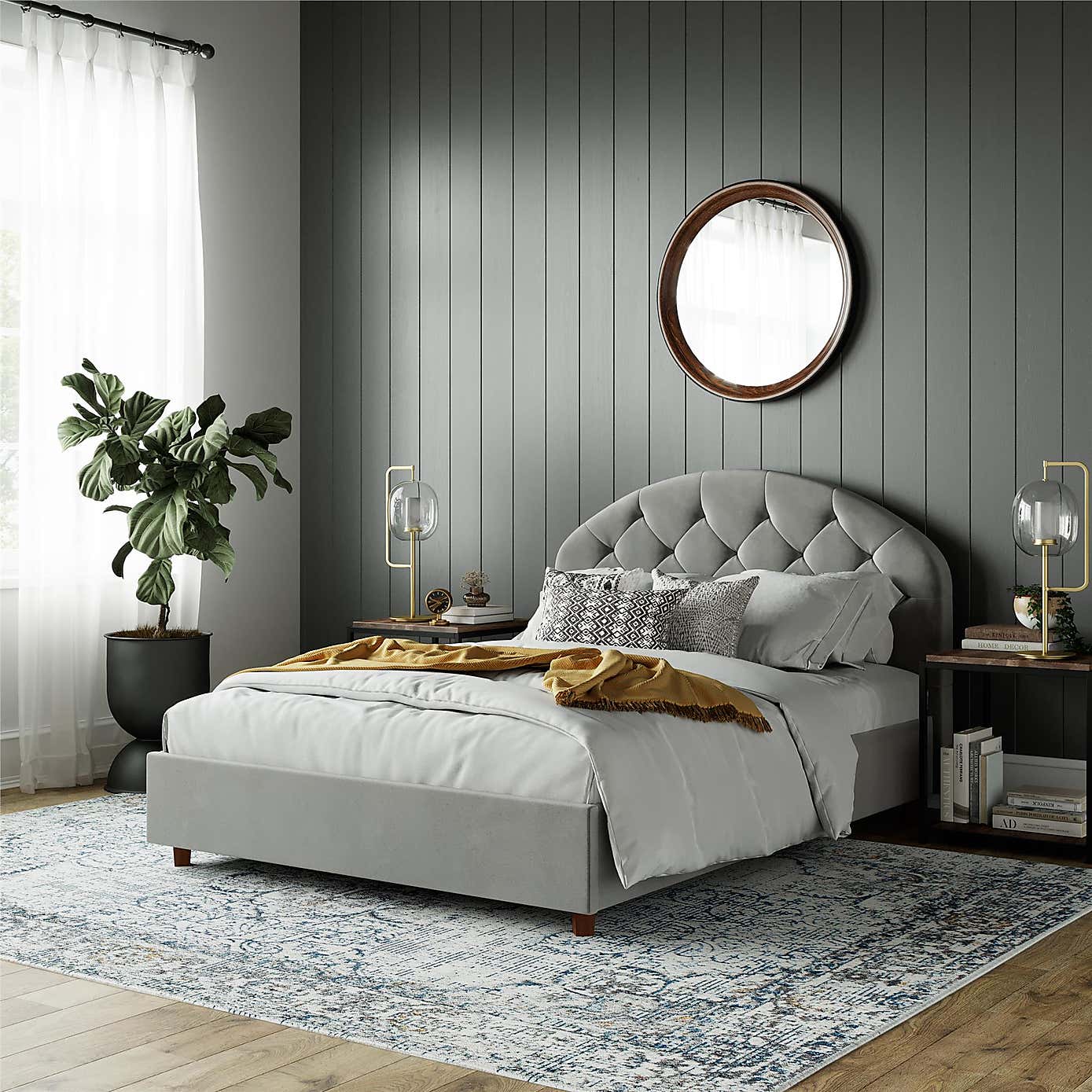 Aspen Velvet Upholstered Bed Frame