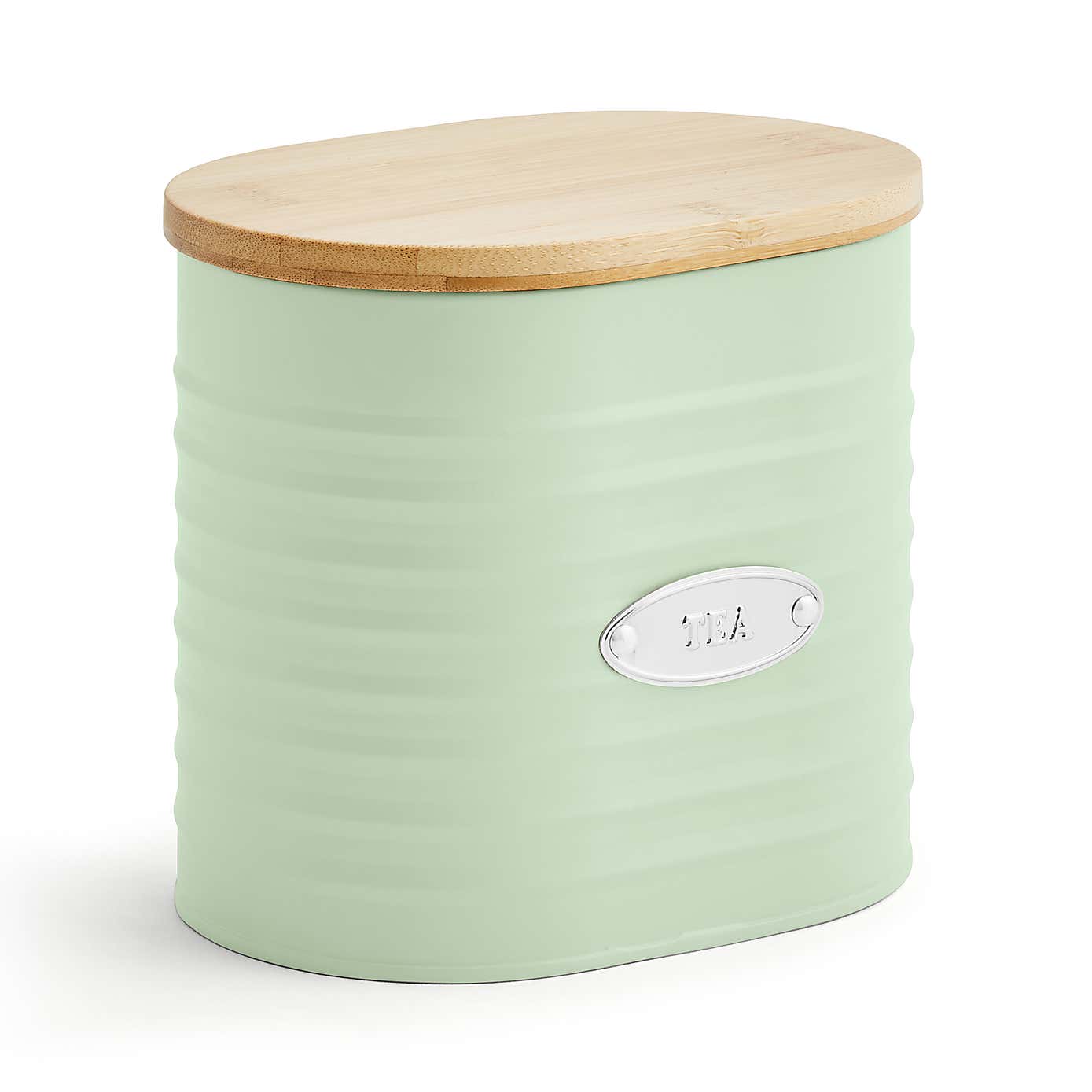 Metal Tea Canister with Badge Sage