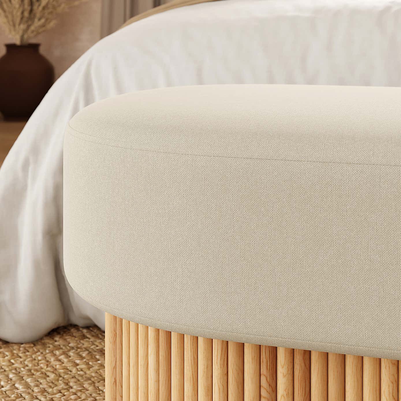 Amari Fluted Flatweave Storage Ottoman