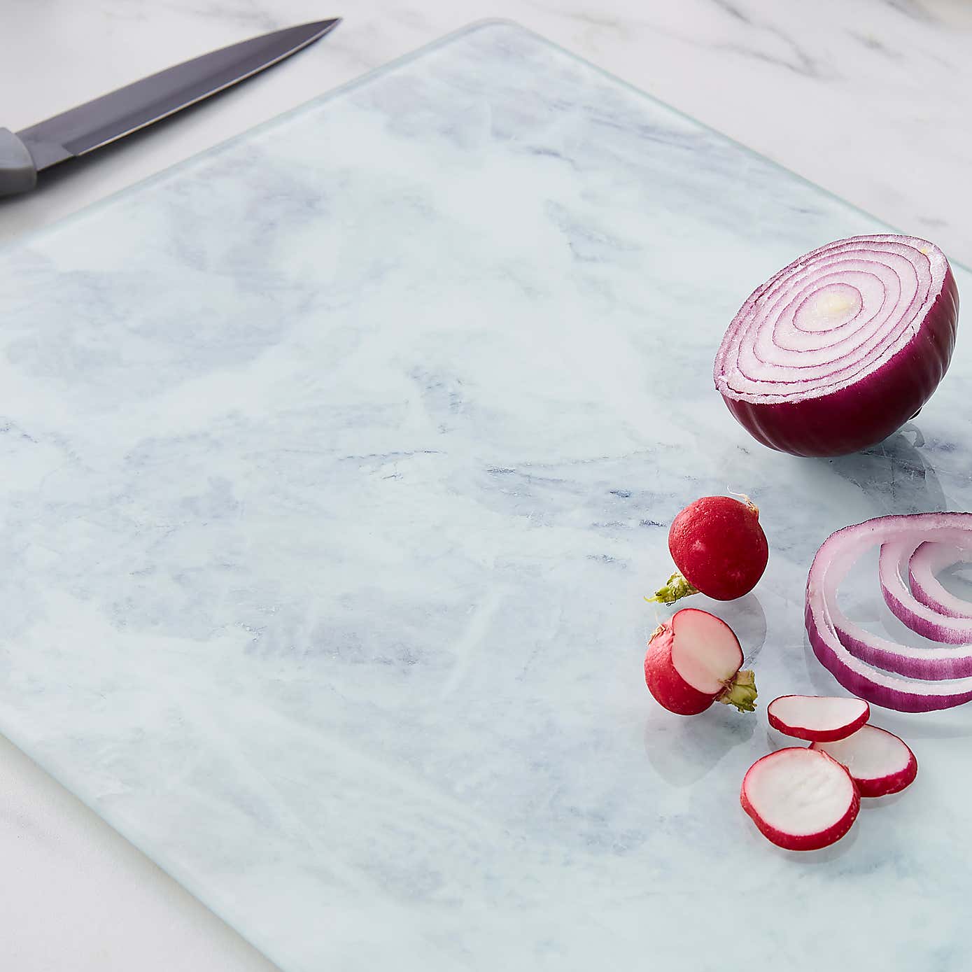 White Marble Glass Worktop Saver