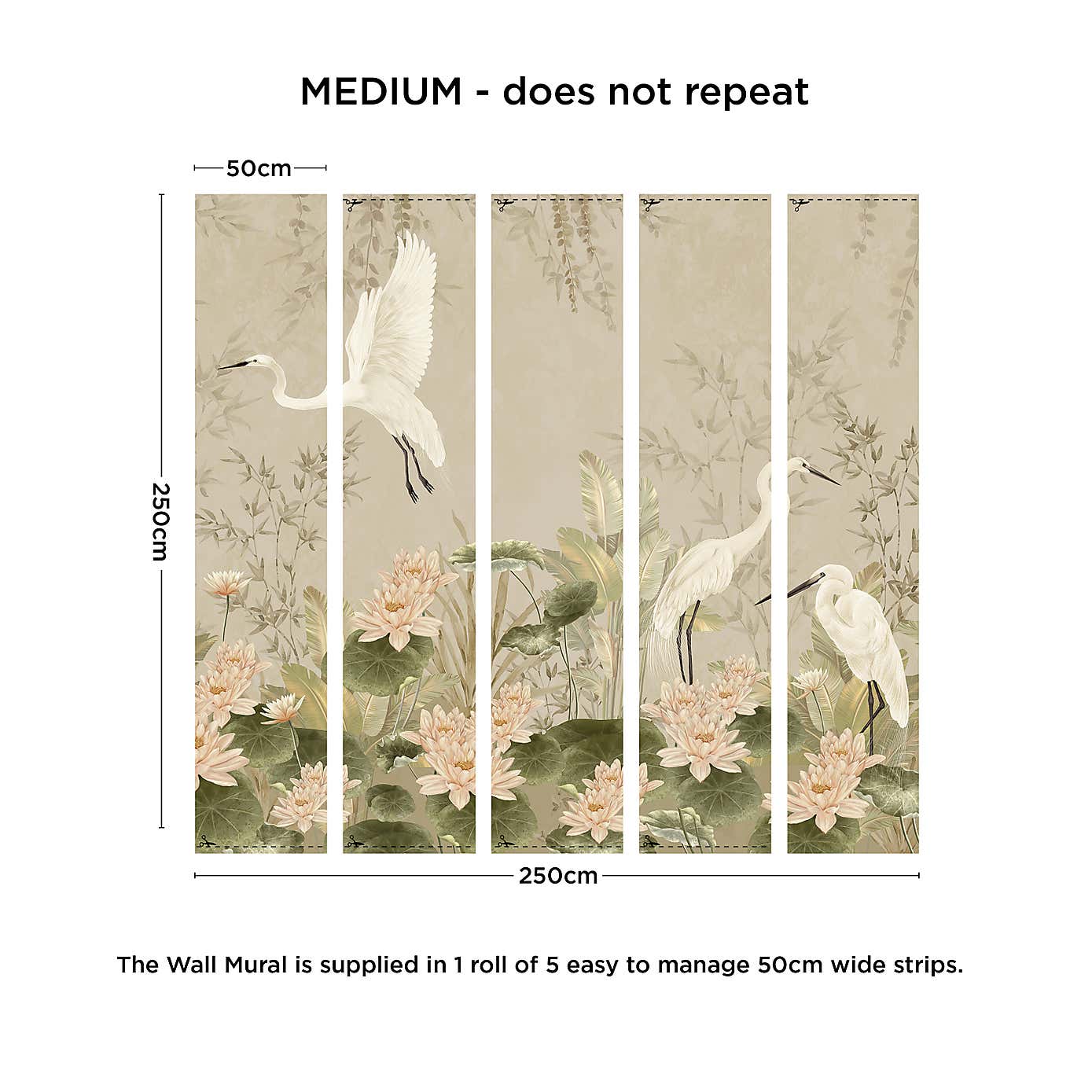 Cranberry and Laine Opulent Crane Wall Mural