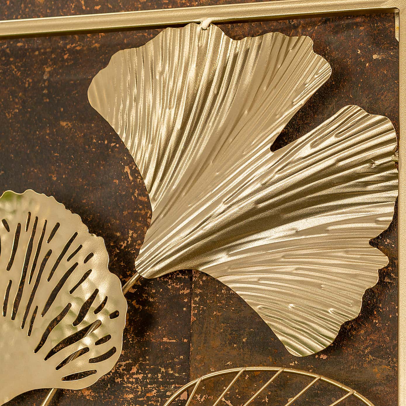 Indoor Outdoor Luxe Gold Ginkgo Panel Wall Art 80cm