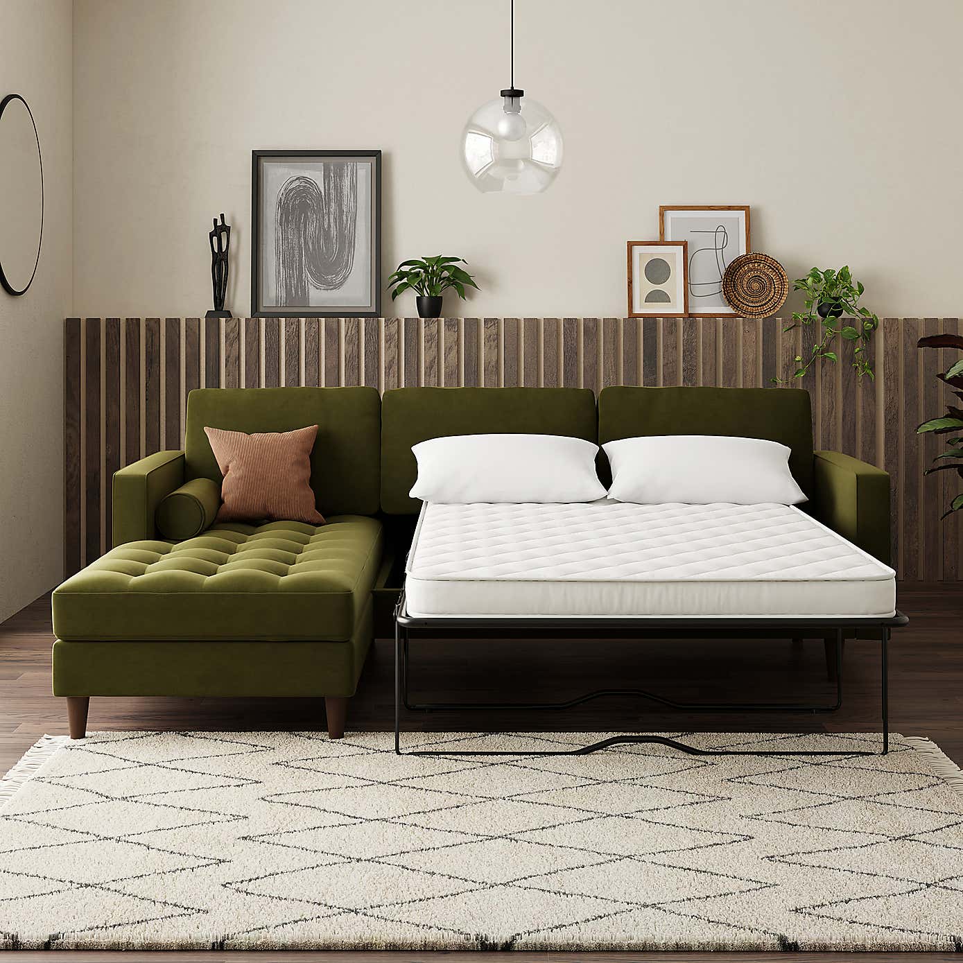 Zoe 4 Seater Corner Double Sofa Bed, Velvet