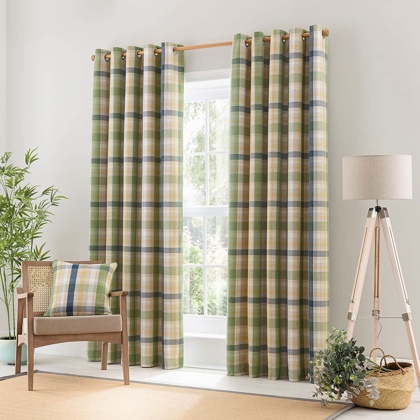 Kempton Check Eyelet Curtains