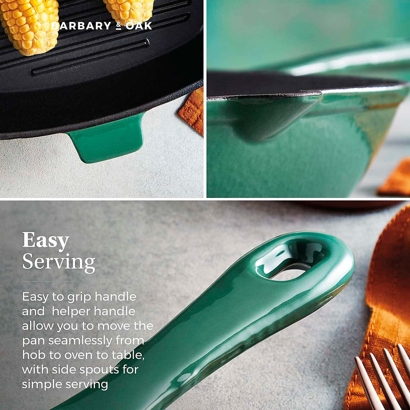 Barbary & Oak Cast Iron Grill Pan, 23cm