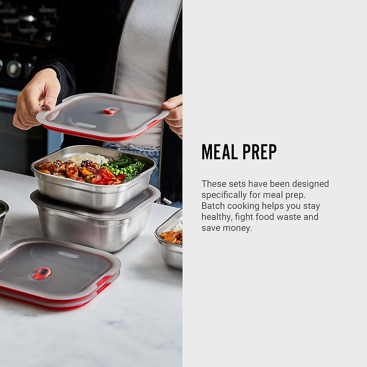 Black and Blum Microwaveable Steel Square Meal Prep Box