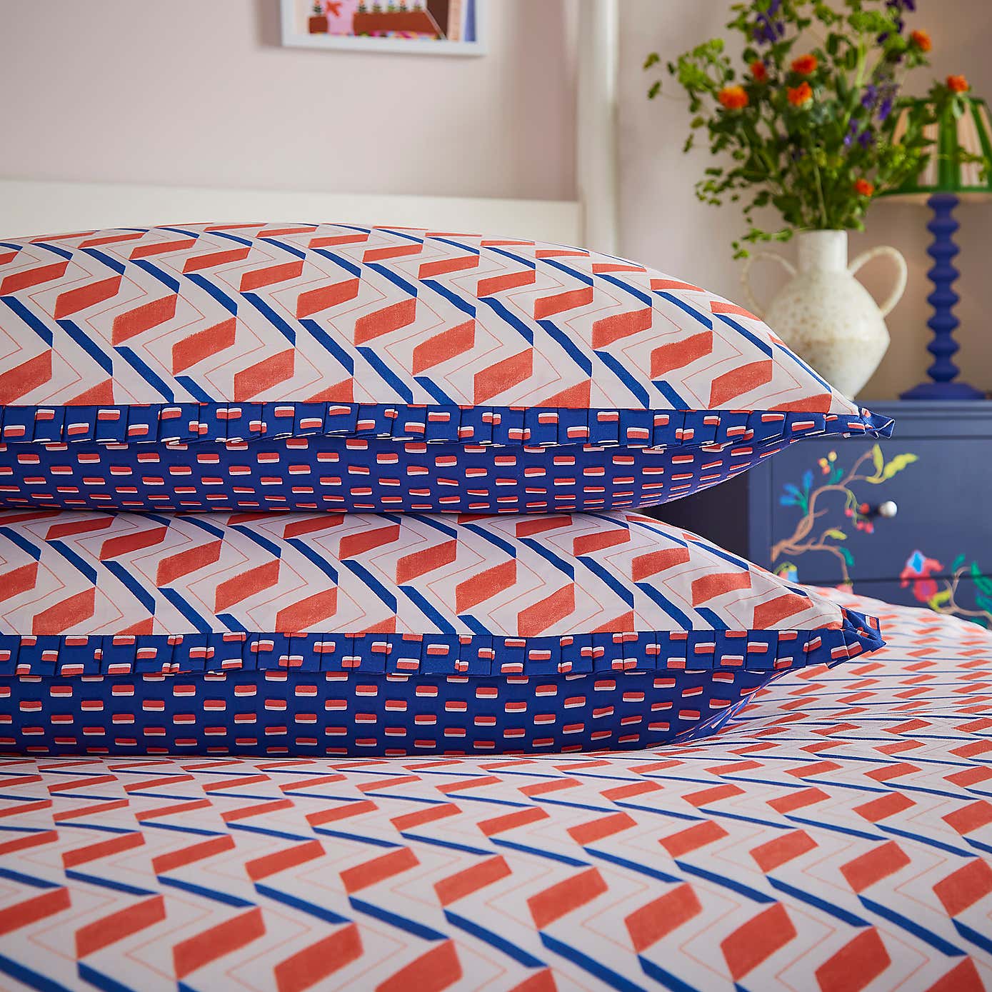 Sophie Robinson Zig Zag 100% Cotton Duvet Cover & Pillowcase Set