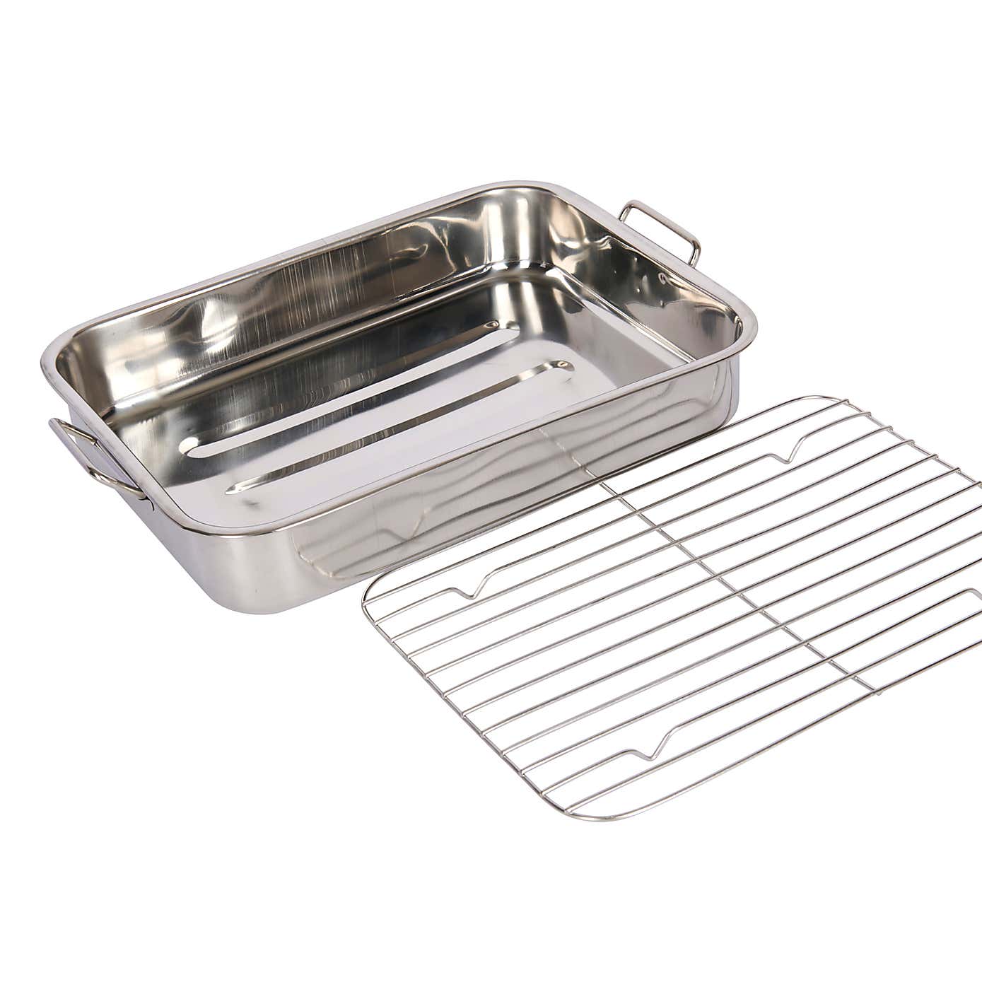 Stainless Steel Roasting Tin with Rack and Handles