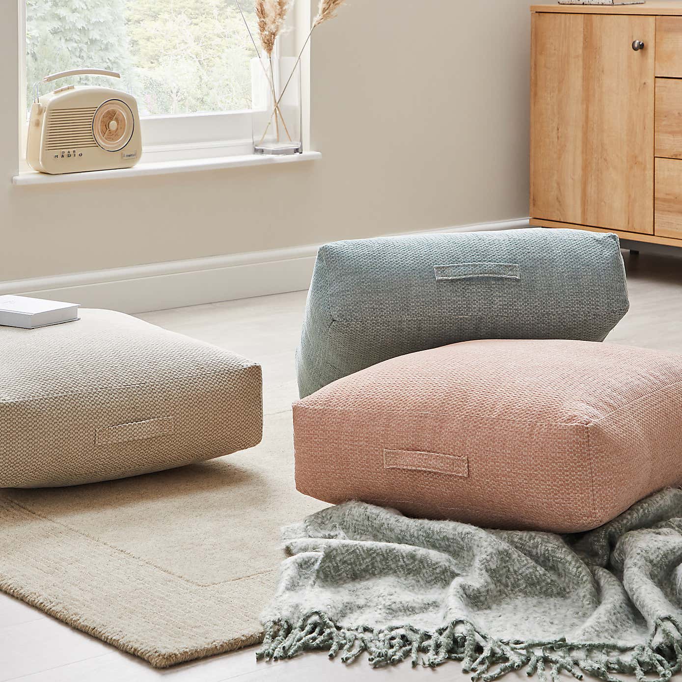 Chenille Duck Egg Slub Floor Cushion