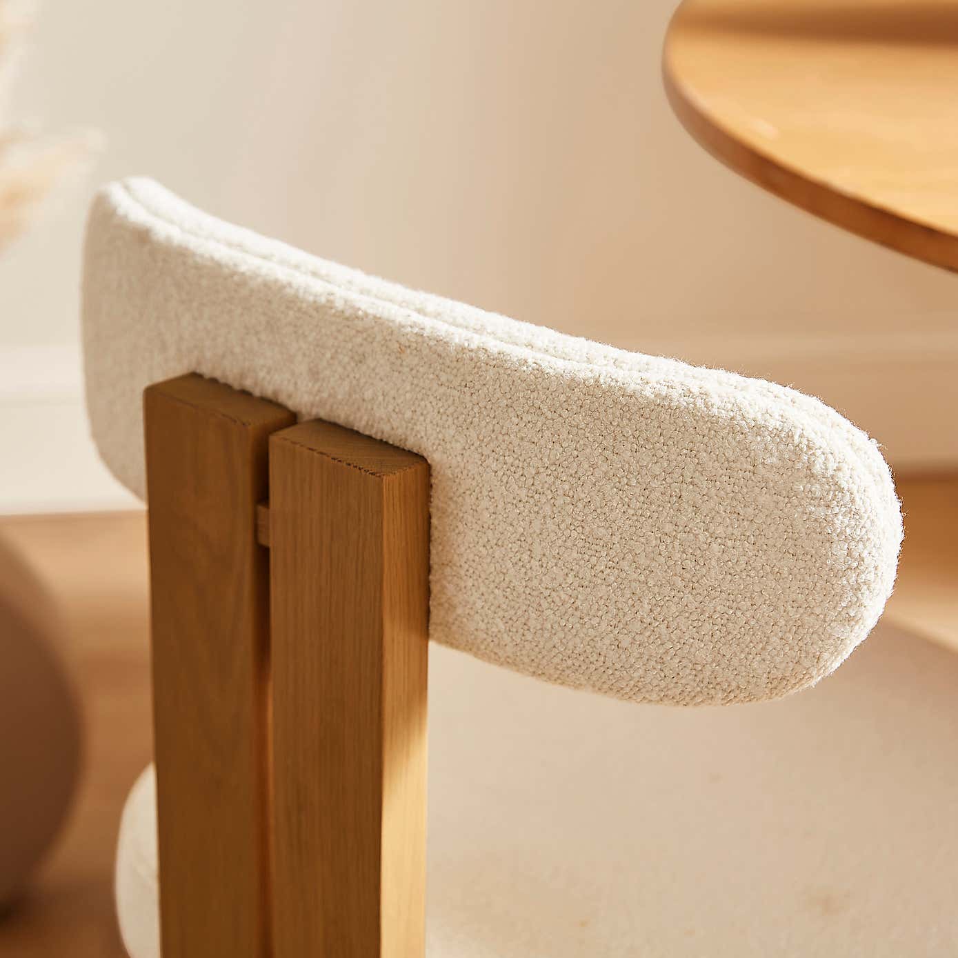 Lovato Dining Chair Stained Oak, Ivory Boucle