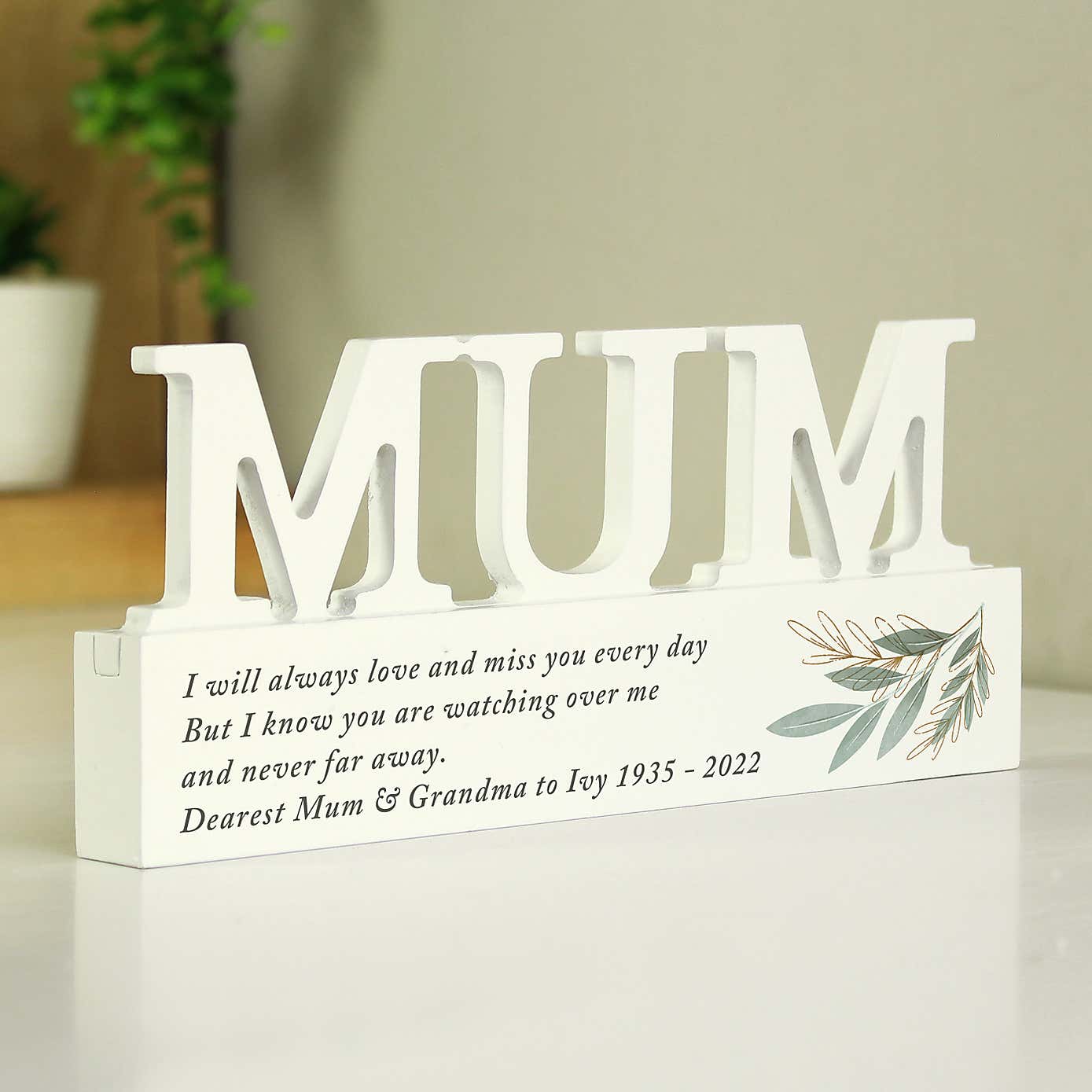 Personalised Botanical Wooden Mum Ornament