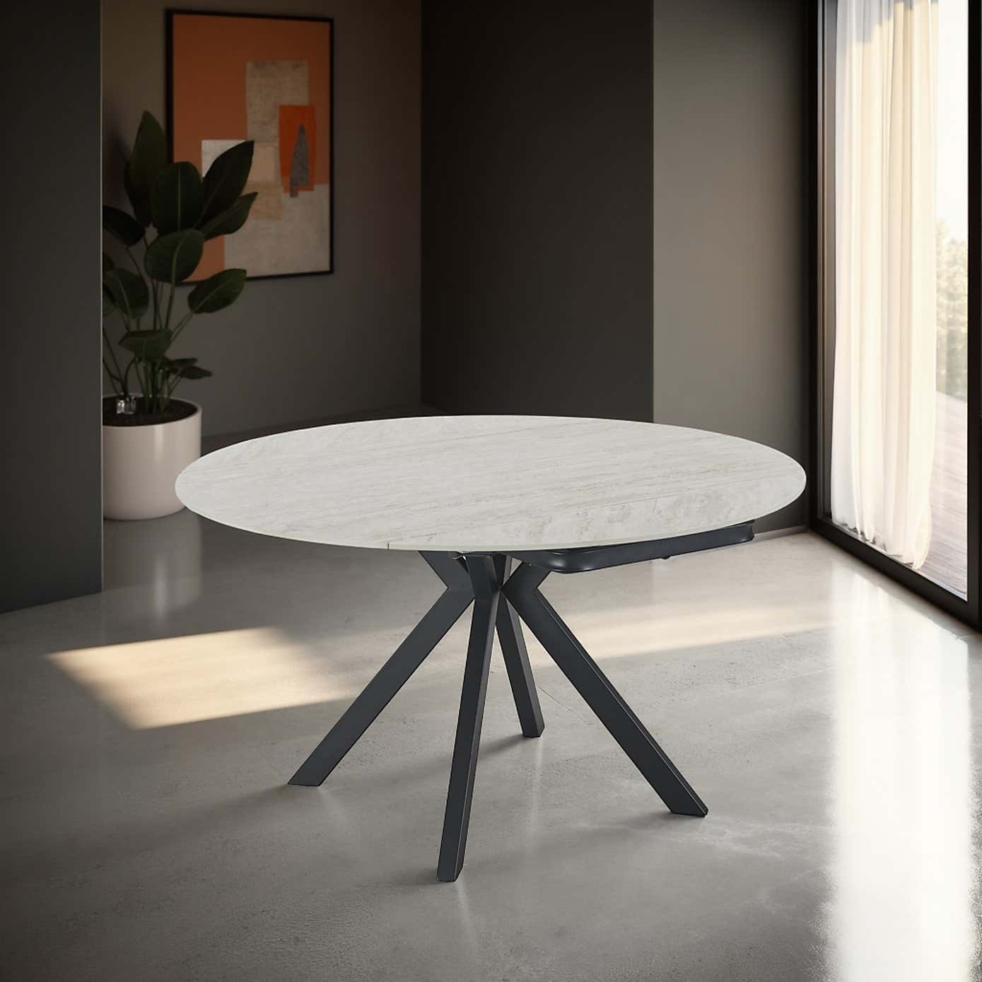 Indus Valley Camden Extendable 4-6 Seater Round Ceramic Dining Table