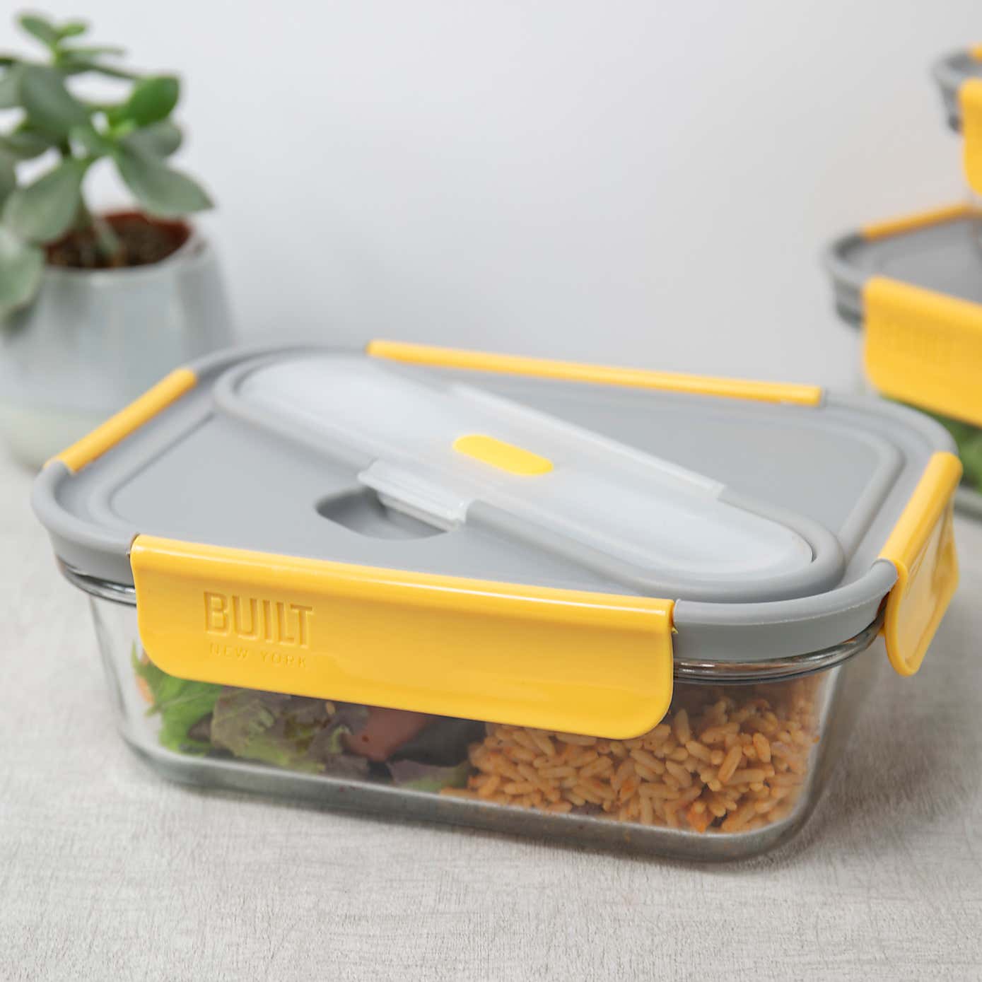 Microwave Safe Glass Lunch Box with Cutlery