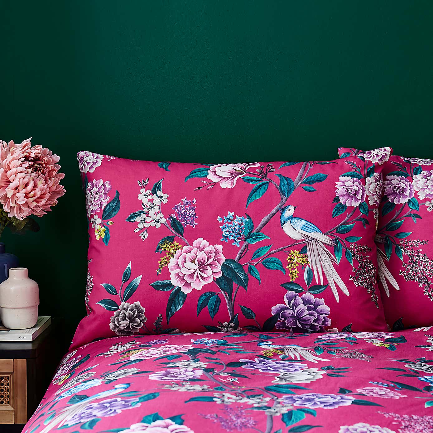 Milanna Blooms Green Duvet Cover and Pillowcase Set