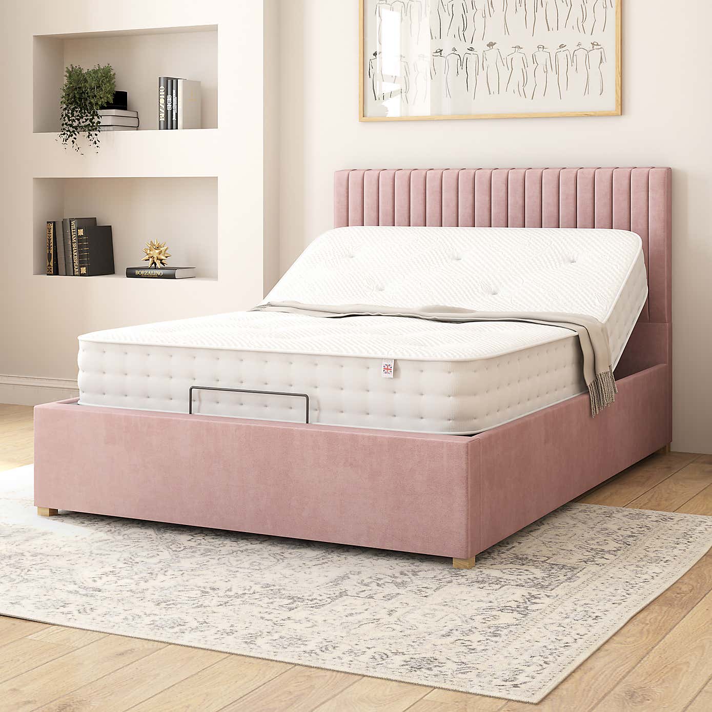 Grant Plush Velvet Adjustable Bed