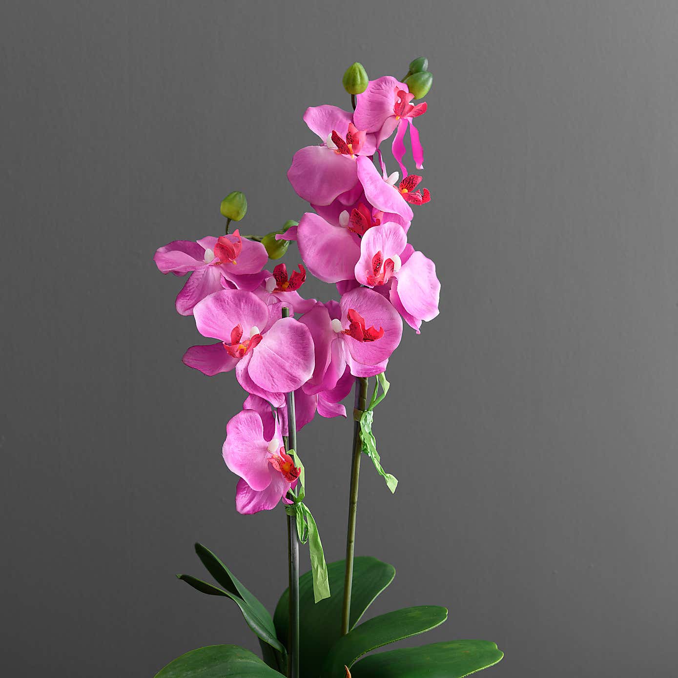 Artificial Pink Orchid in Silver Plant Pot