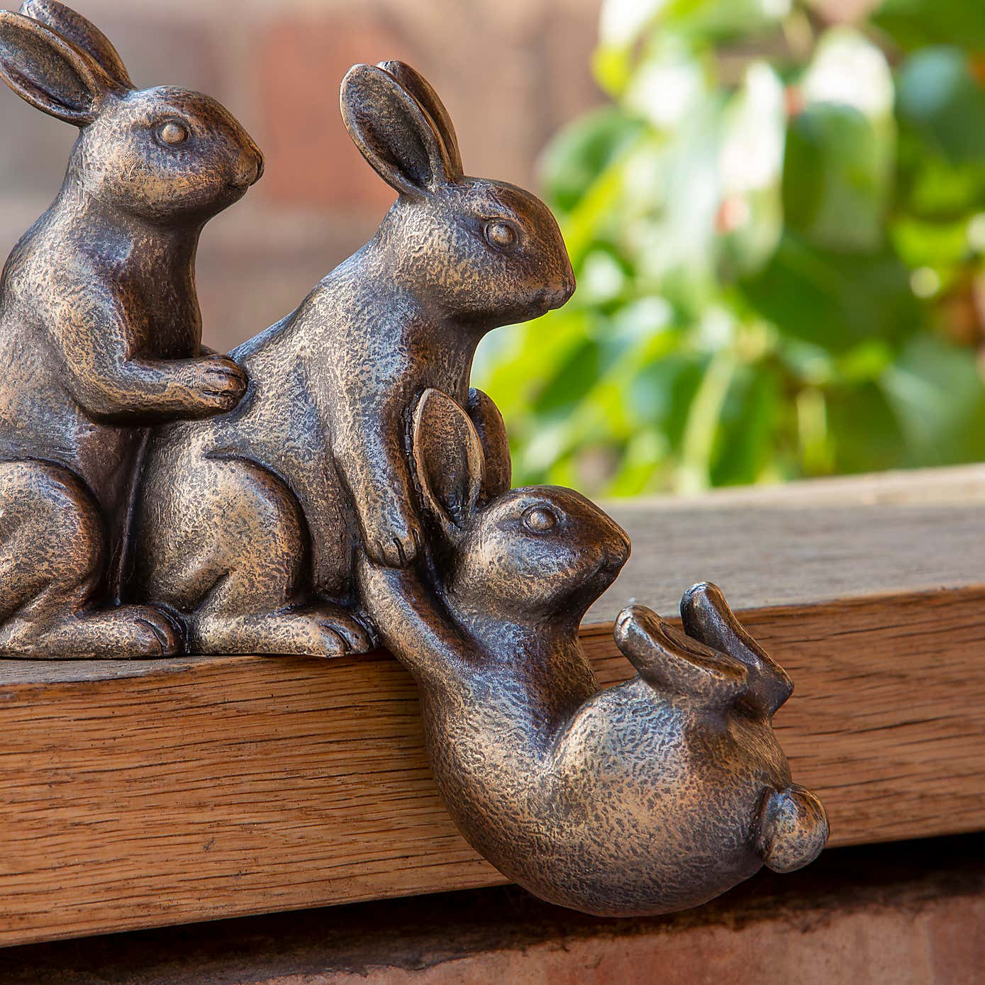 5 Bronze Rabbit Garden Ornament