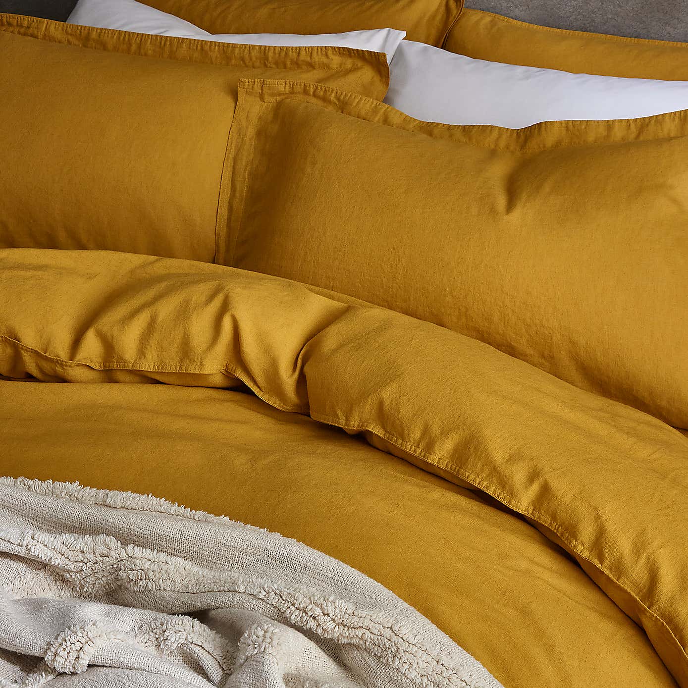 Cotton Linen White Duvet Cover & Pillowcase Set