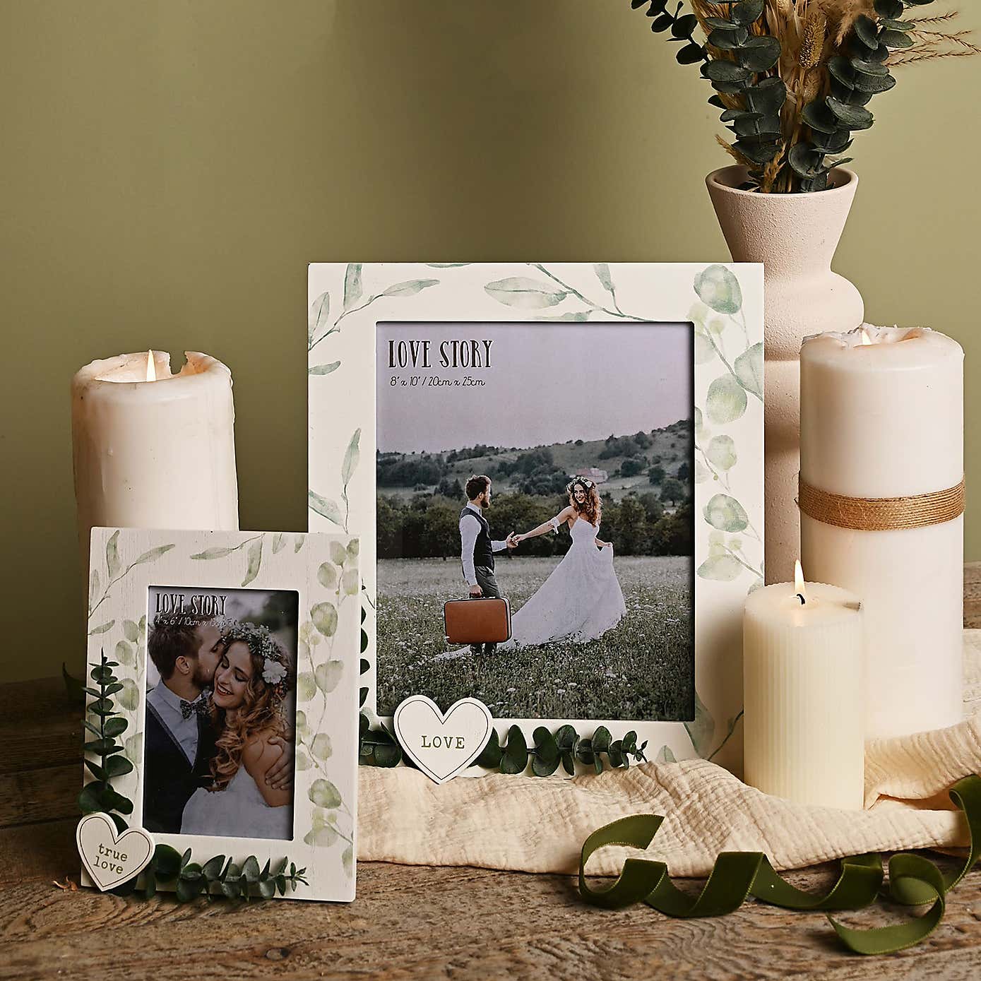 Love Story White True Love Leaves Photo Frame