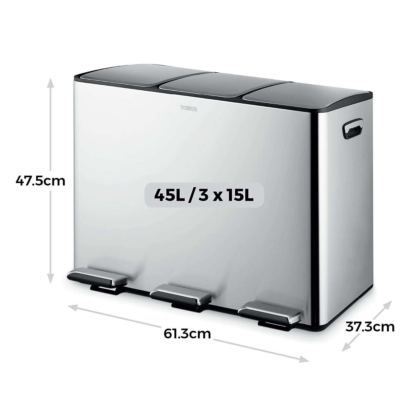 Tower 45L Recycling Pedal Bin