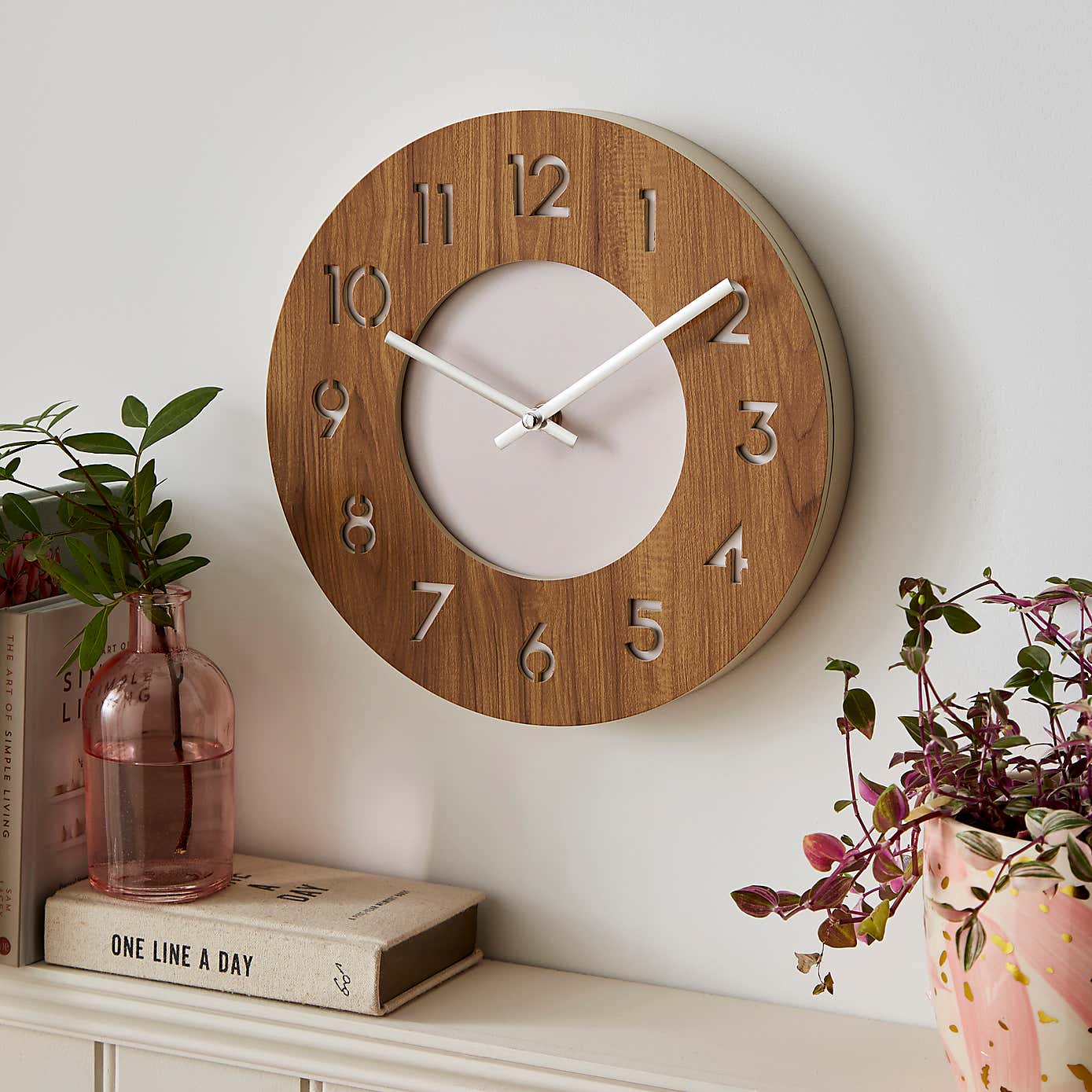 Dark Oak Clock 26cm Sandstone