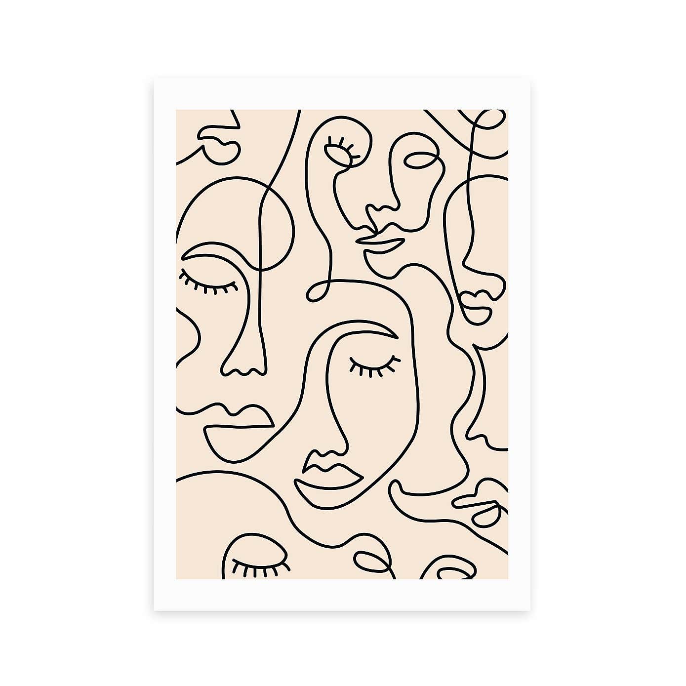East End Prints Single Line Faces Print