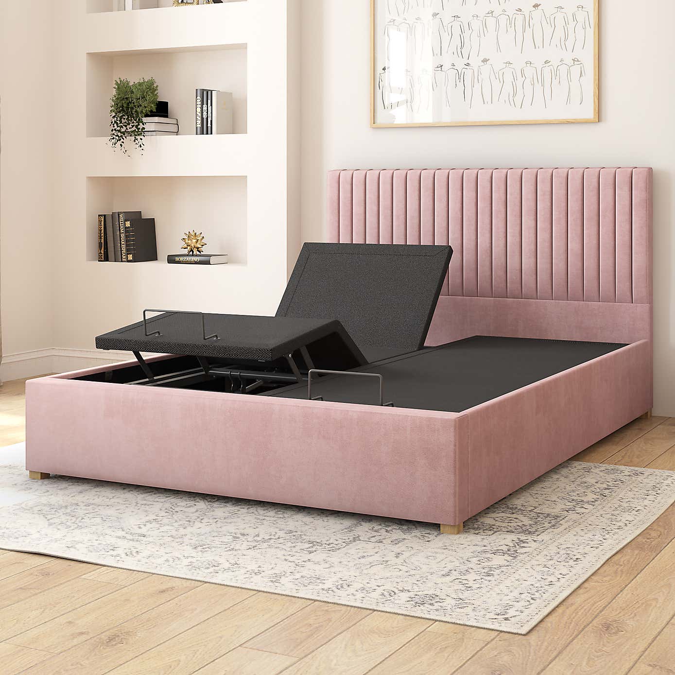 Grant Plush Velvet Adjustable Bed