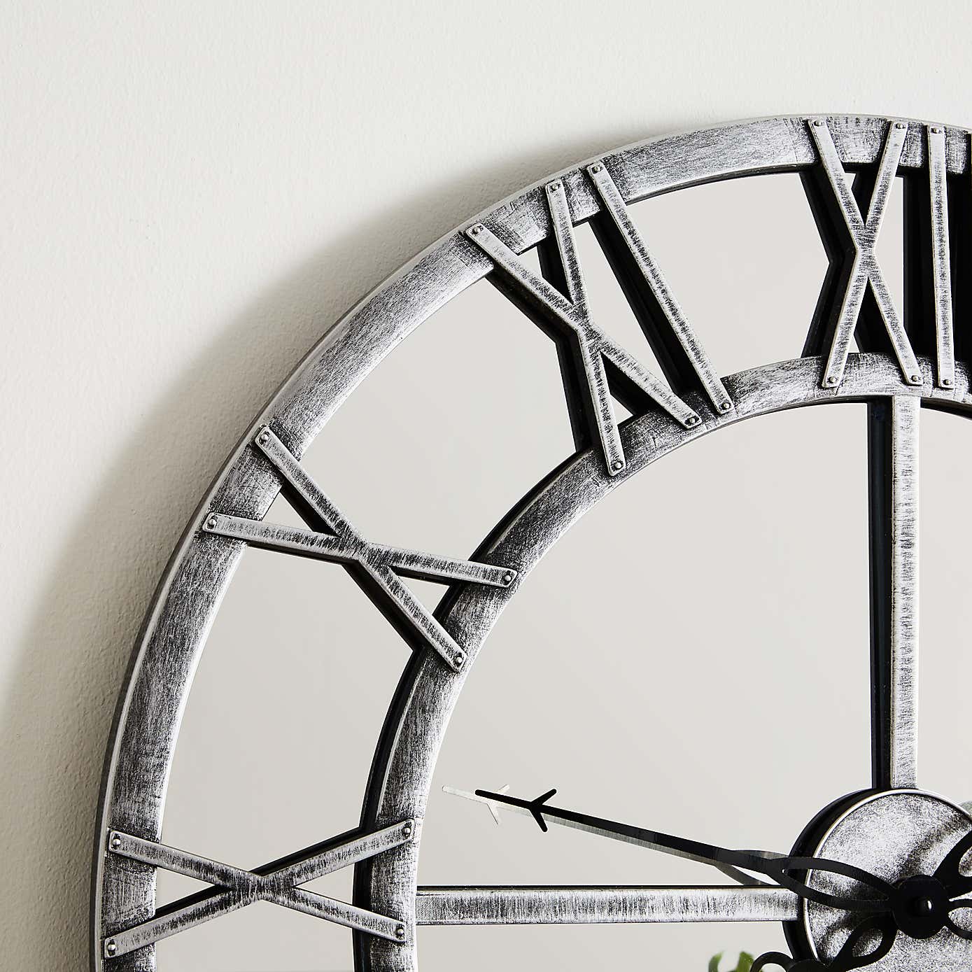 Distressed Mirrored Wall Clock