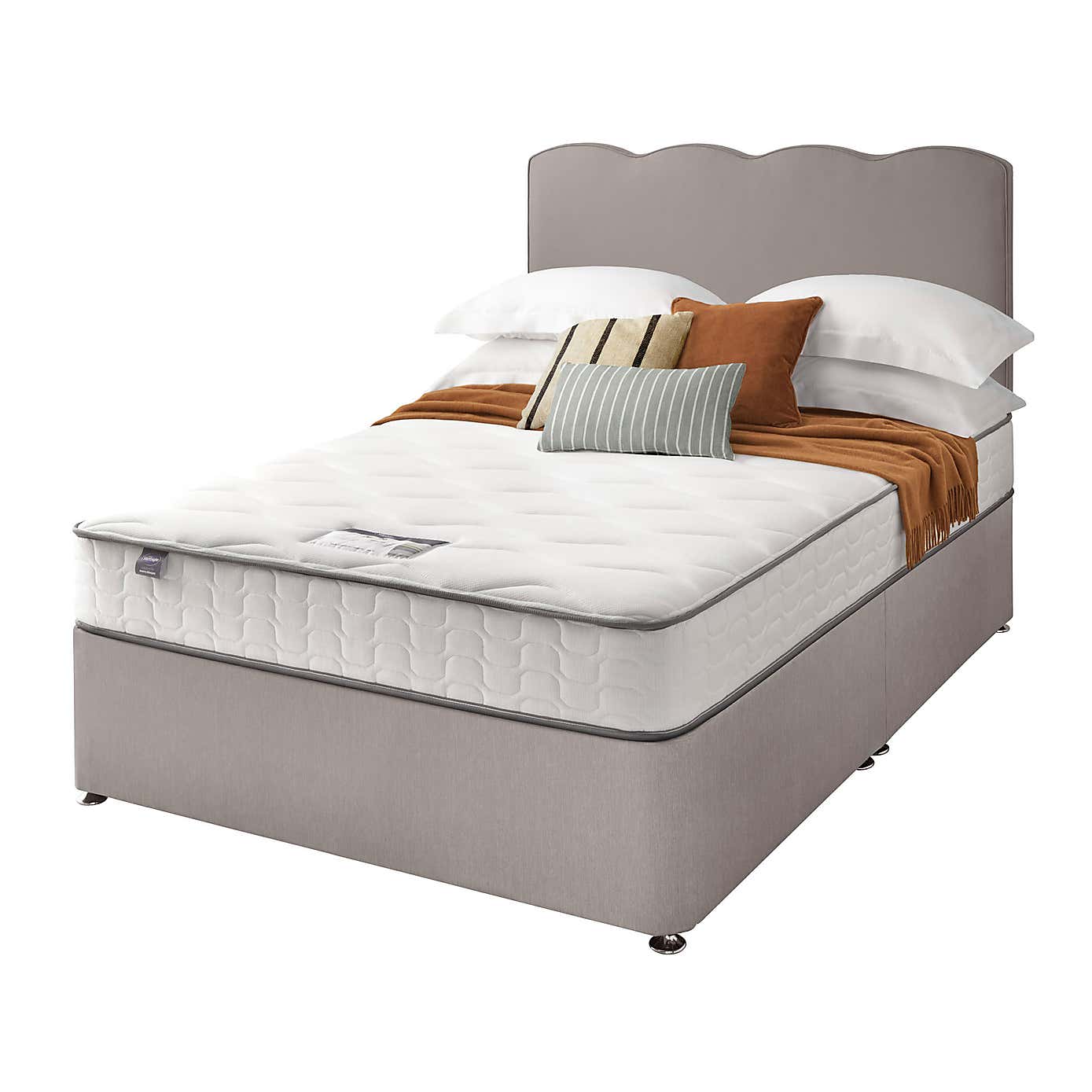 Silentnight 2 Drawer Divan Bed With Fabric Wave Headboard