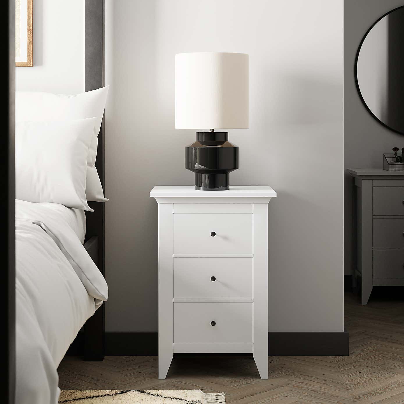 Lynton 3 Drawer Bedside White