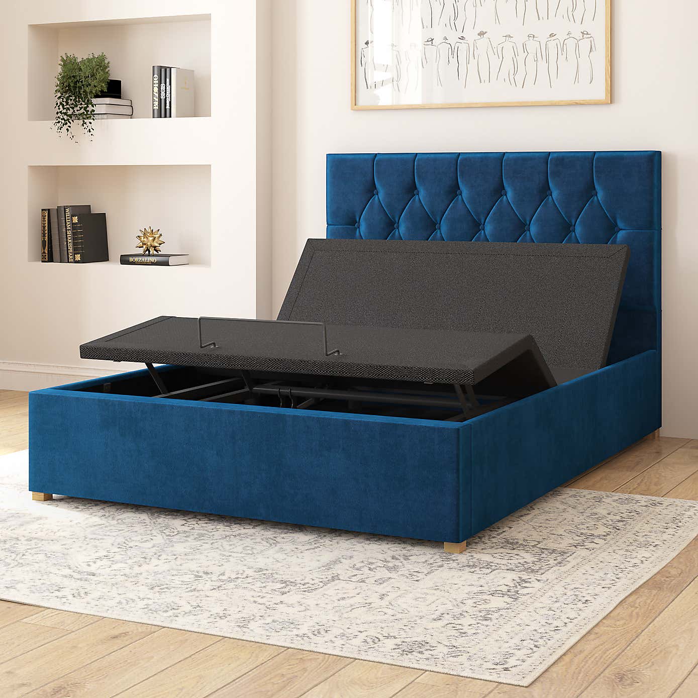 Olivier Plush Velvet Adjustable Bed