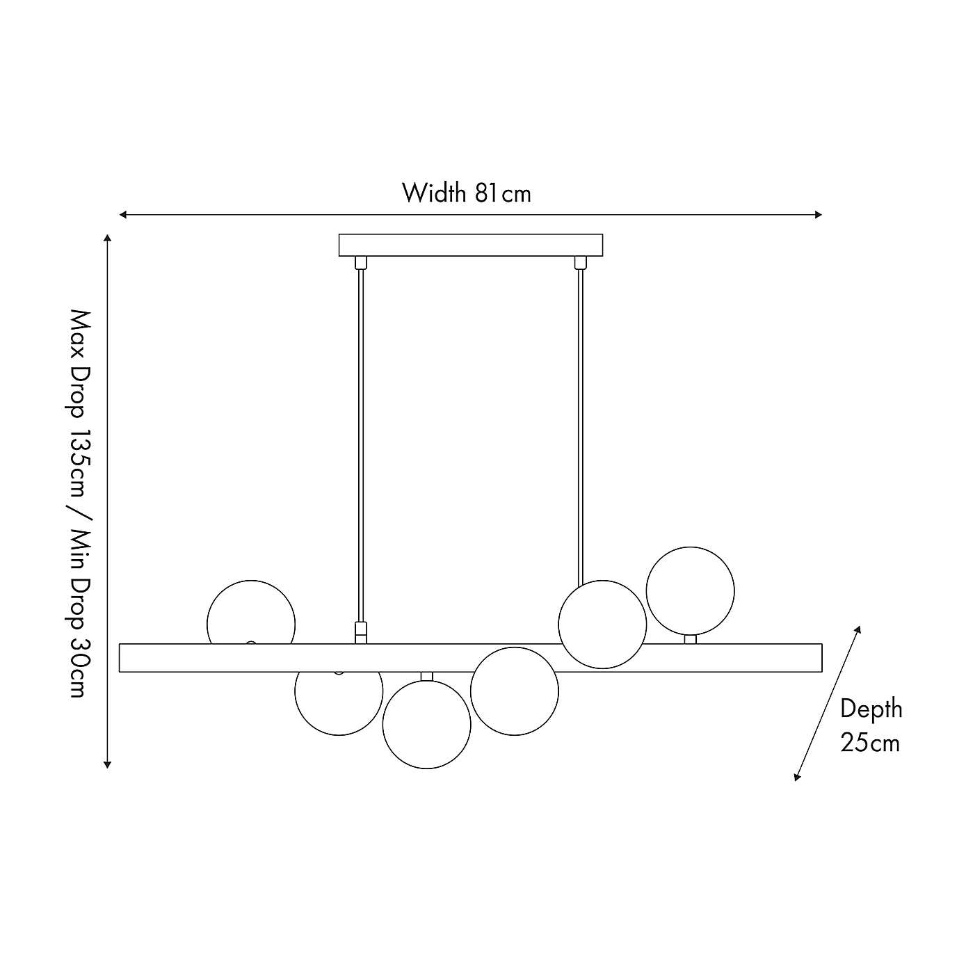 Blair Metal Bar Pendant, Grey