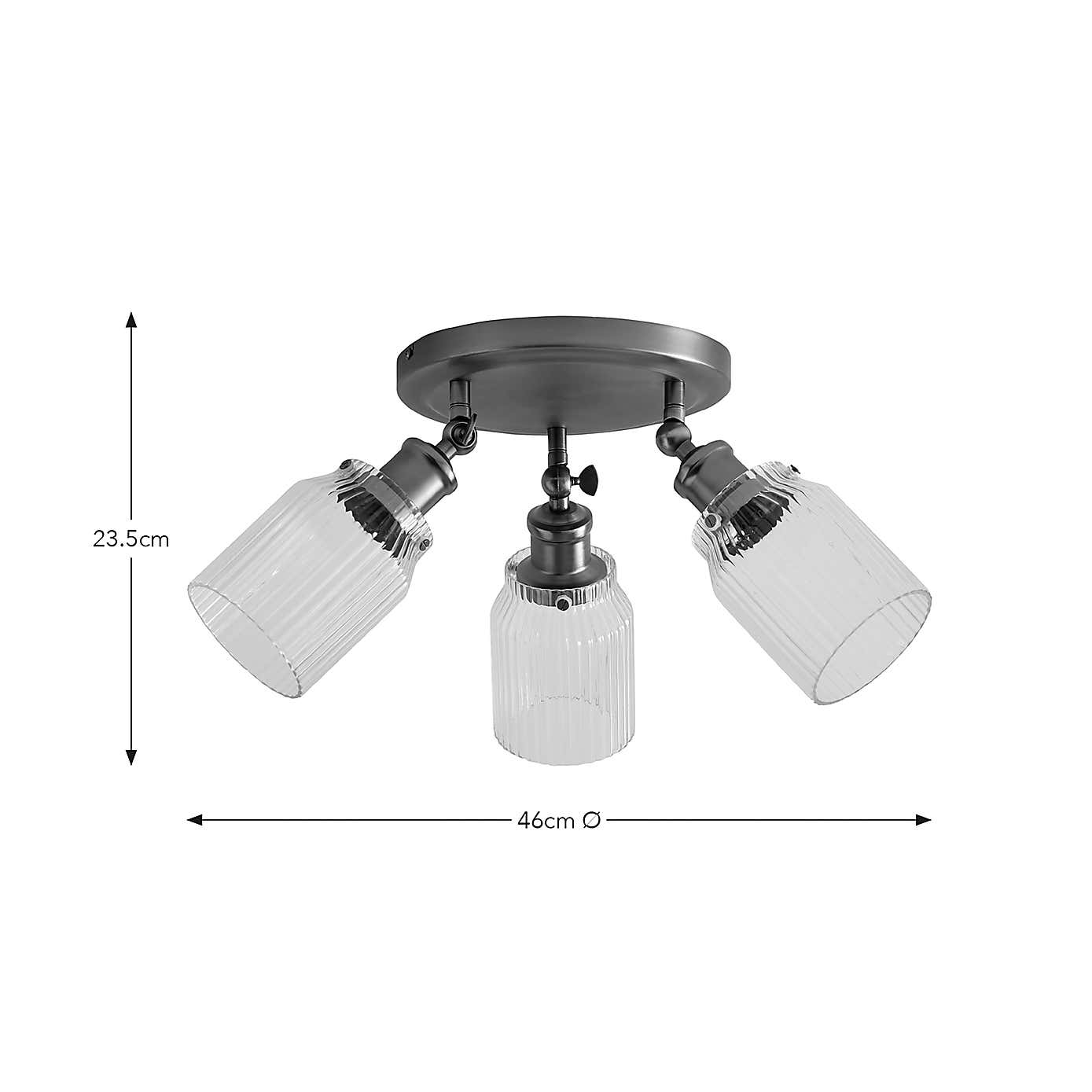 Tobias Industrial Ribbed 3 Light Adjustable Spotlight