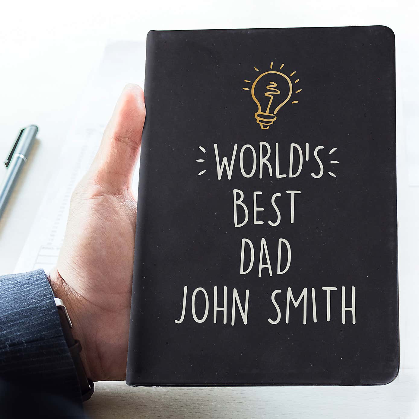 Personalised Light Bulb Hardback Notebook