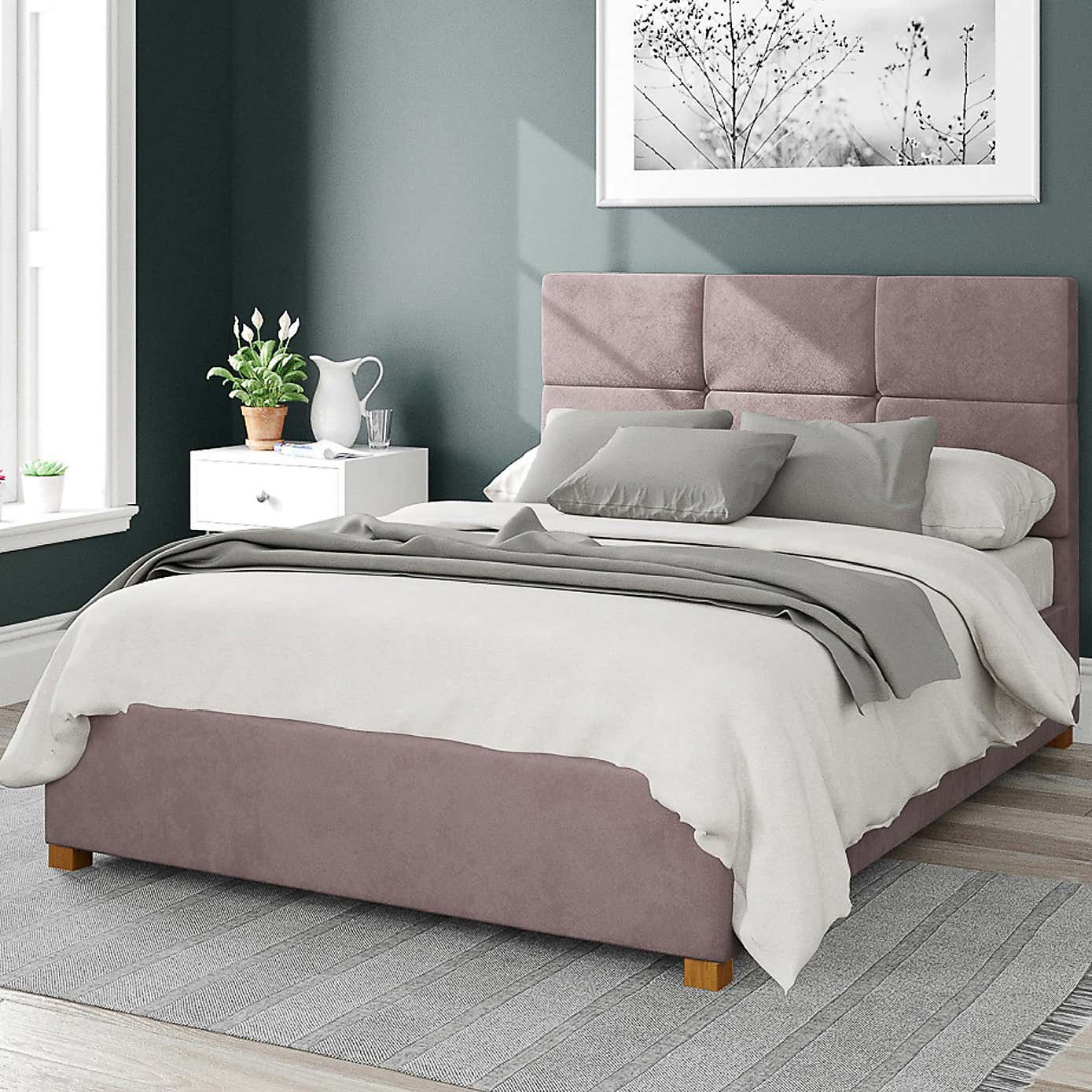 Caine Plush Velvet Ottoman Bed Frame