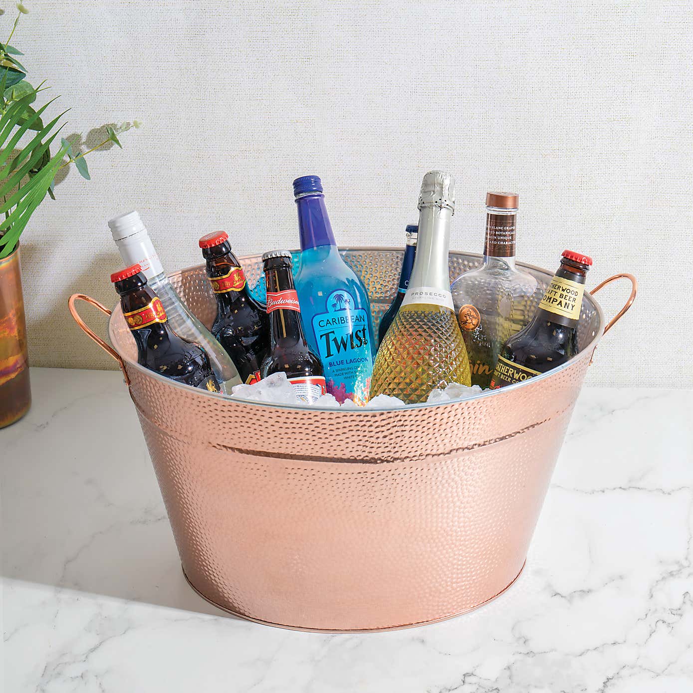 BarCraft Hammered Galvanised Steel Drinks Bucket