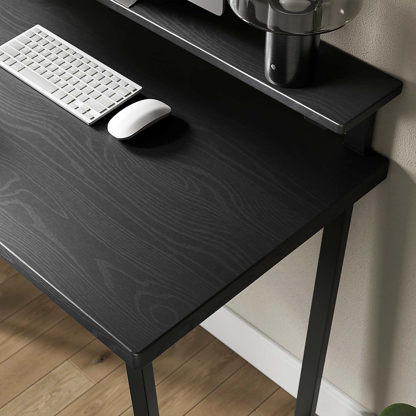 Freddie Black Step Up Shelf Desk