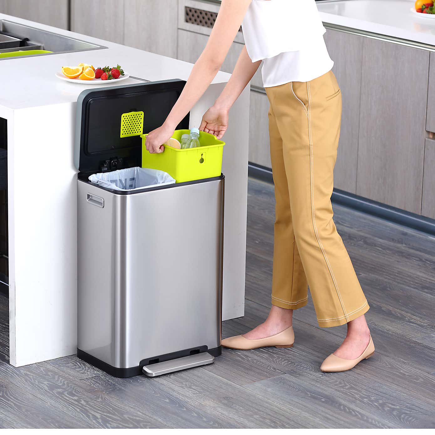 EKO X Cube 20/20L Stainless Steel Recycling Bin