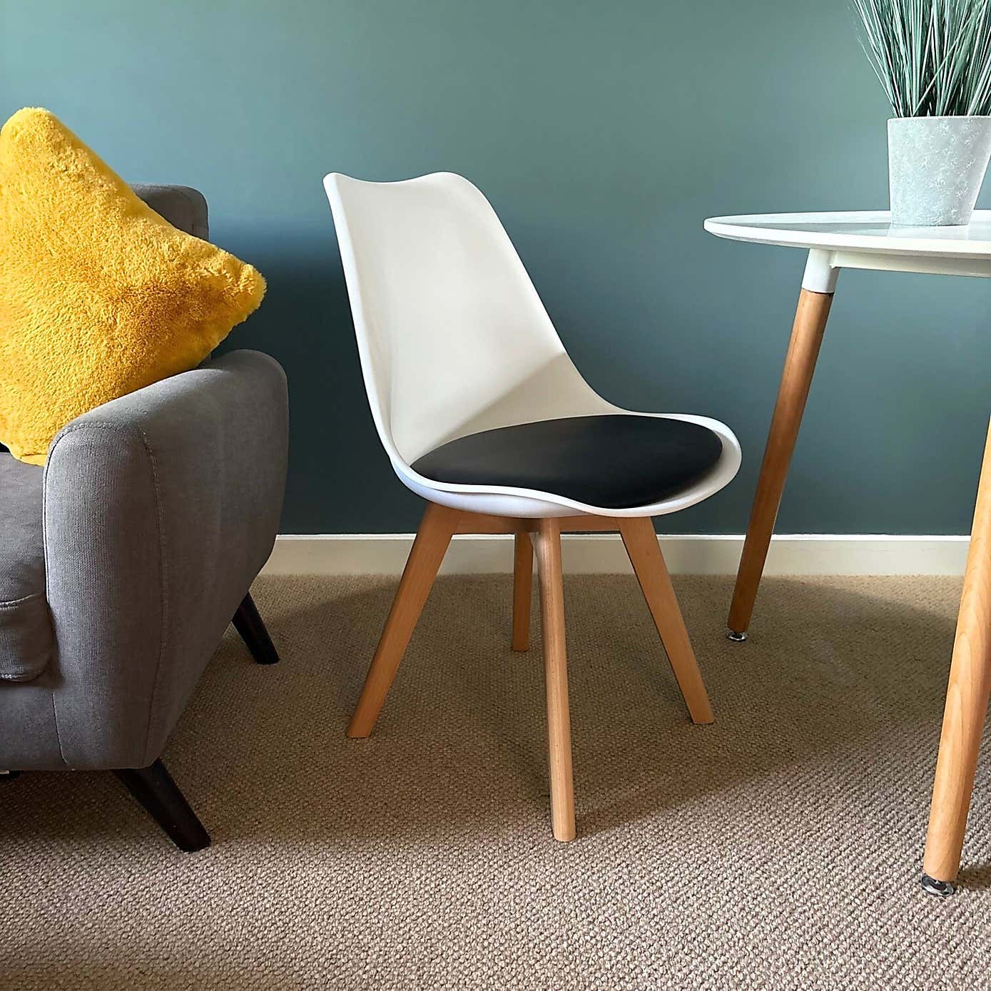 Fusion Living Soho White Plastic Dining Chair with Squared Legs