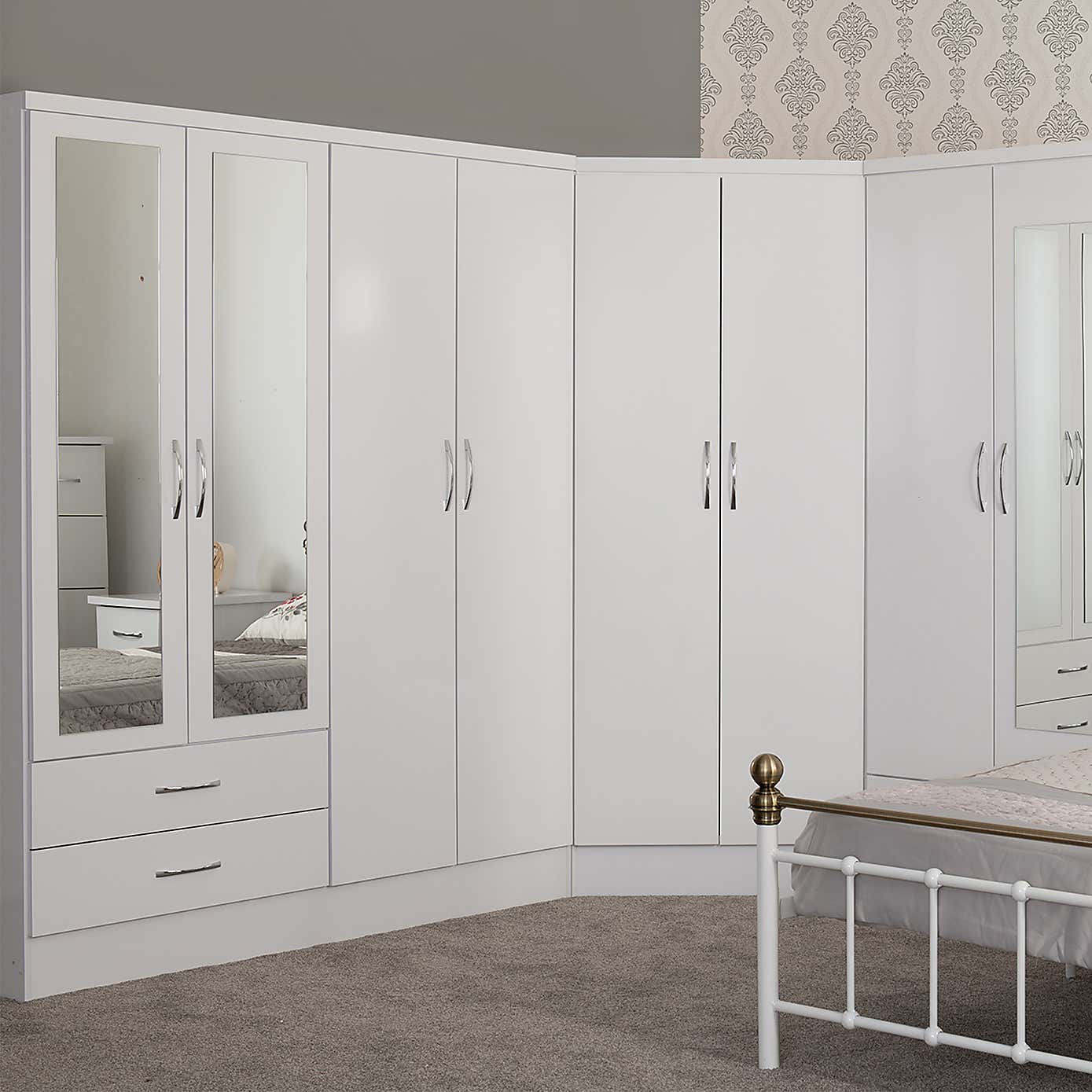 Nevada White 4 Door Wardrobe