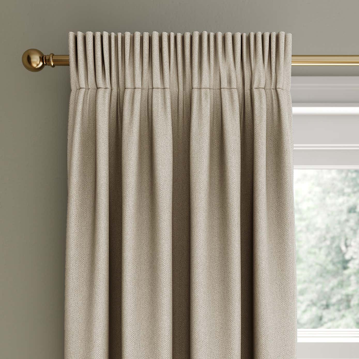 Rotterdam Herringbone Blackout Pencil Pleat Curtains