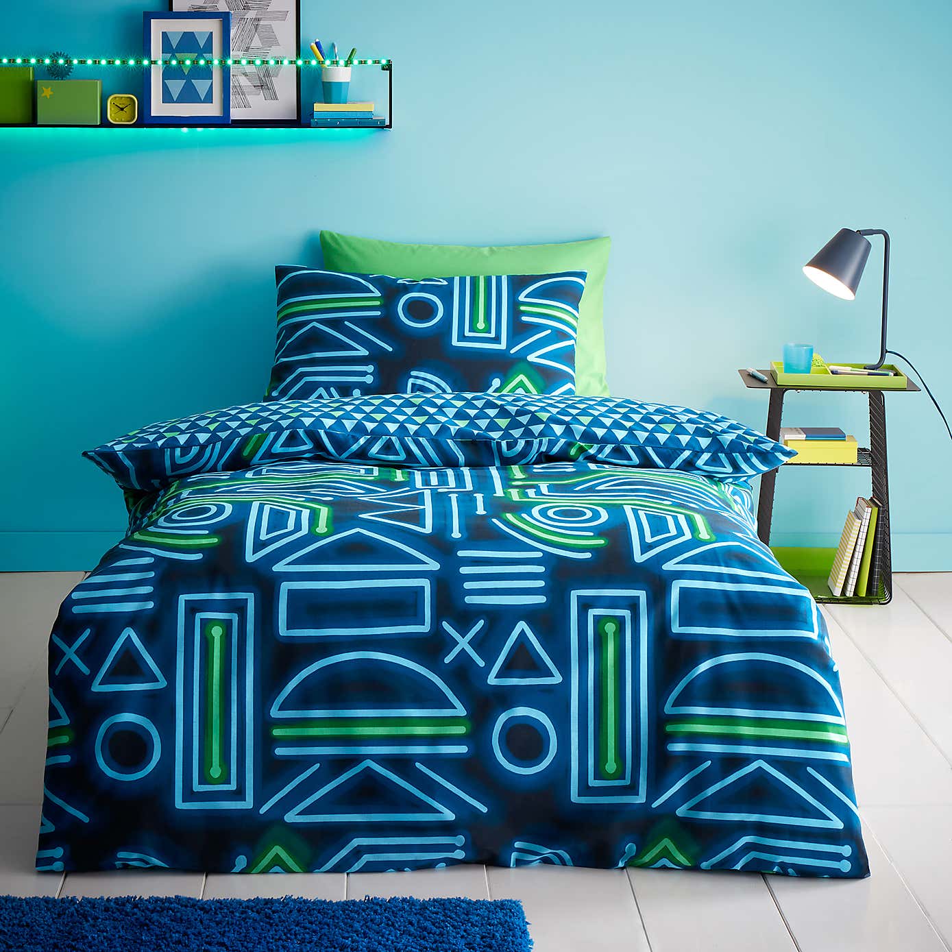 Neon Gamer Reversible Duvet Cover and Pillowcase Set