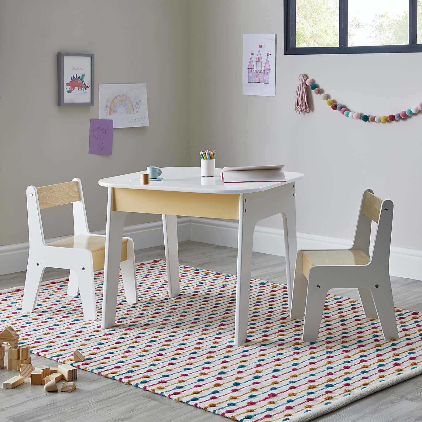 Kids White Table and Chair Set