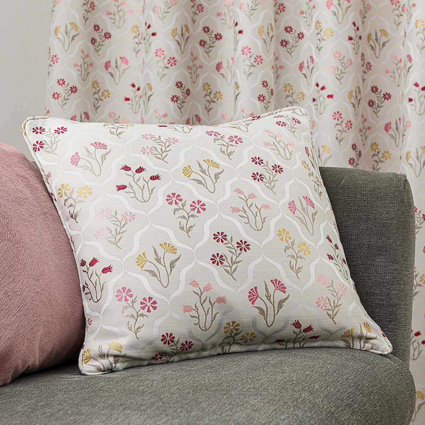 Fleur Floral Jacquard Eyelet Curtains