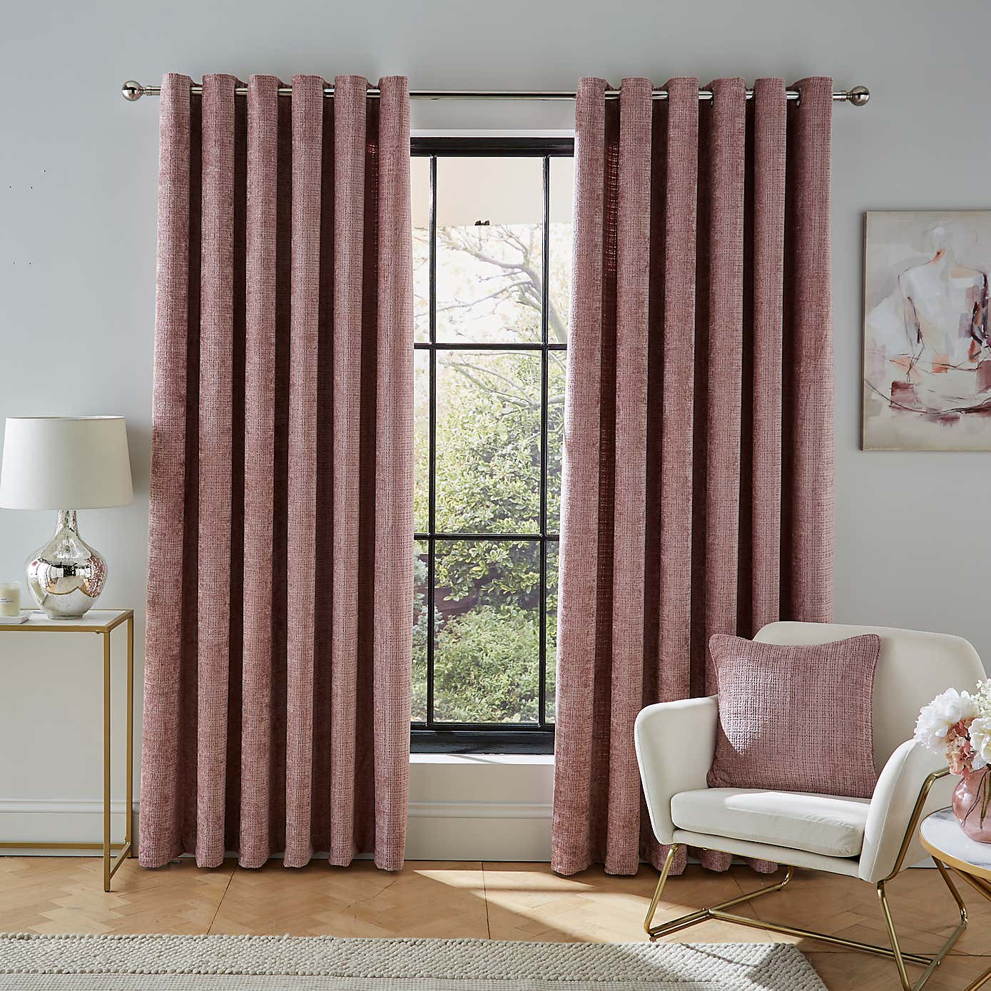 Cashton Chenille Heavyweight Eyelet Curtains