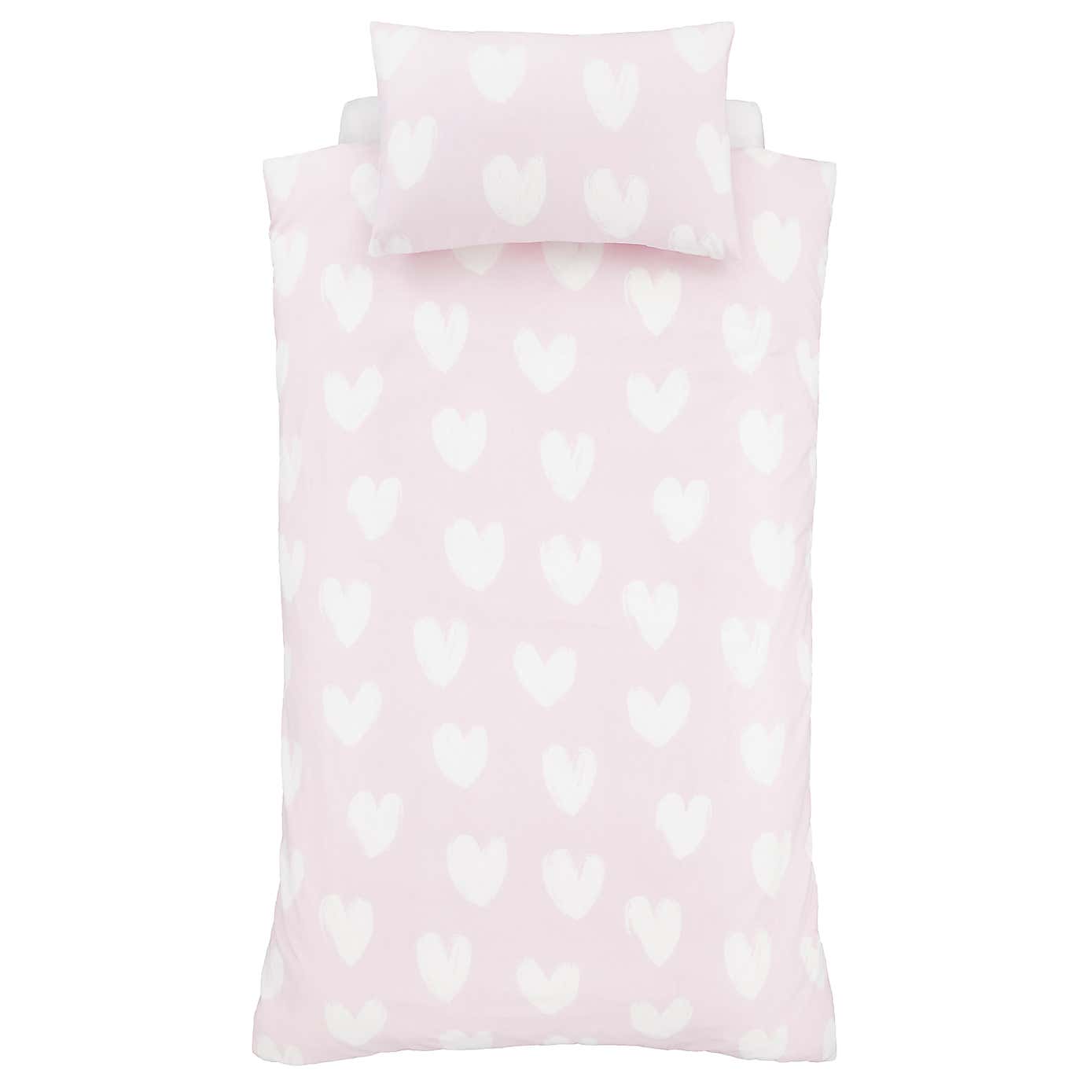 Catherine Lansfield Brushed Hearts Brushed Cotton Duvet Cover and Pillowcase Set