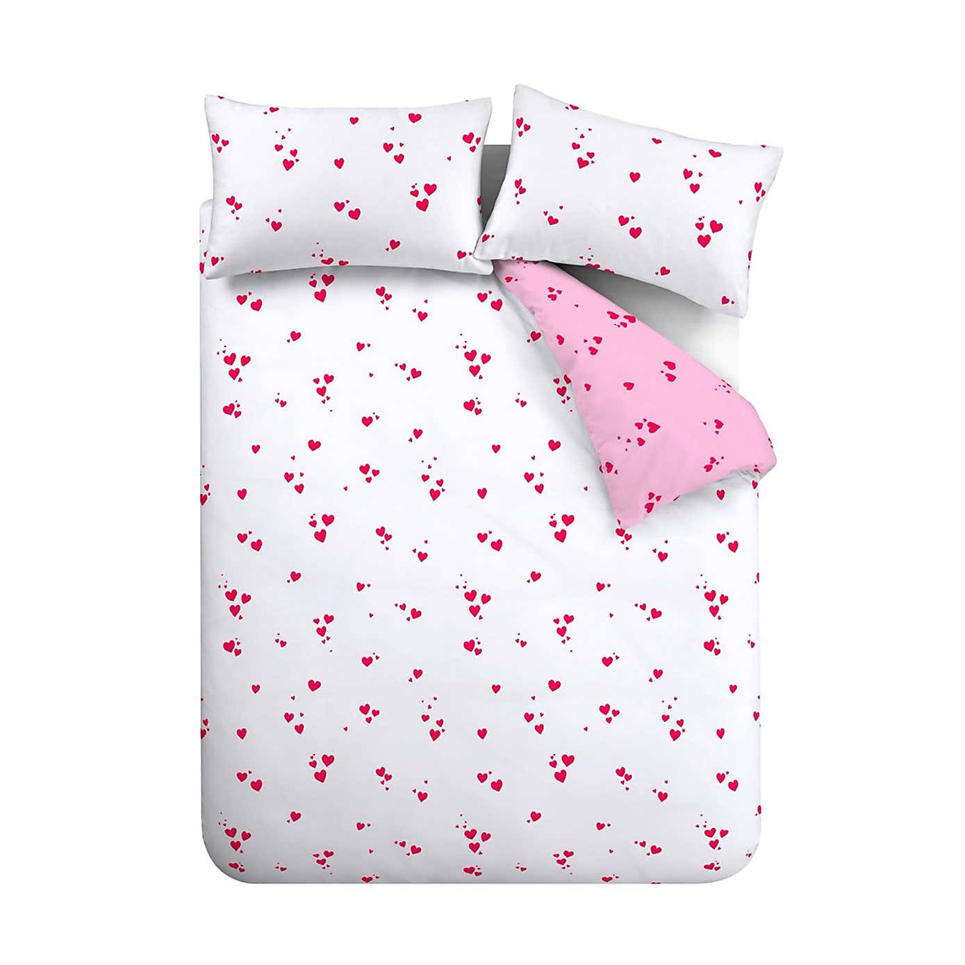 Catherine Lansfield Seersucker Heart Reversible Duvet Cover & Pillowcase Set