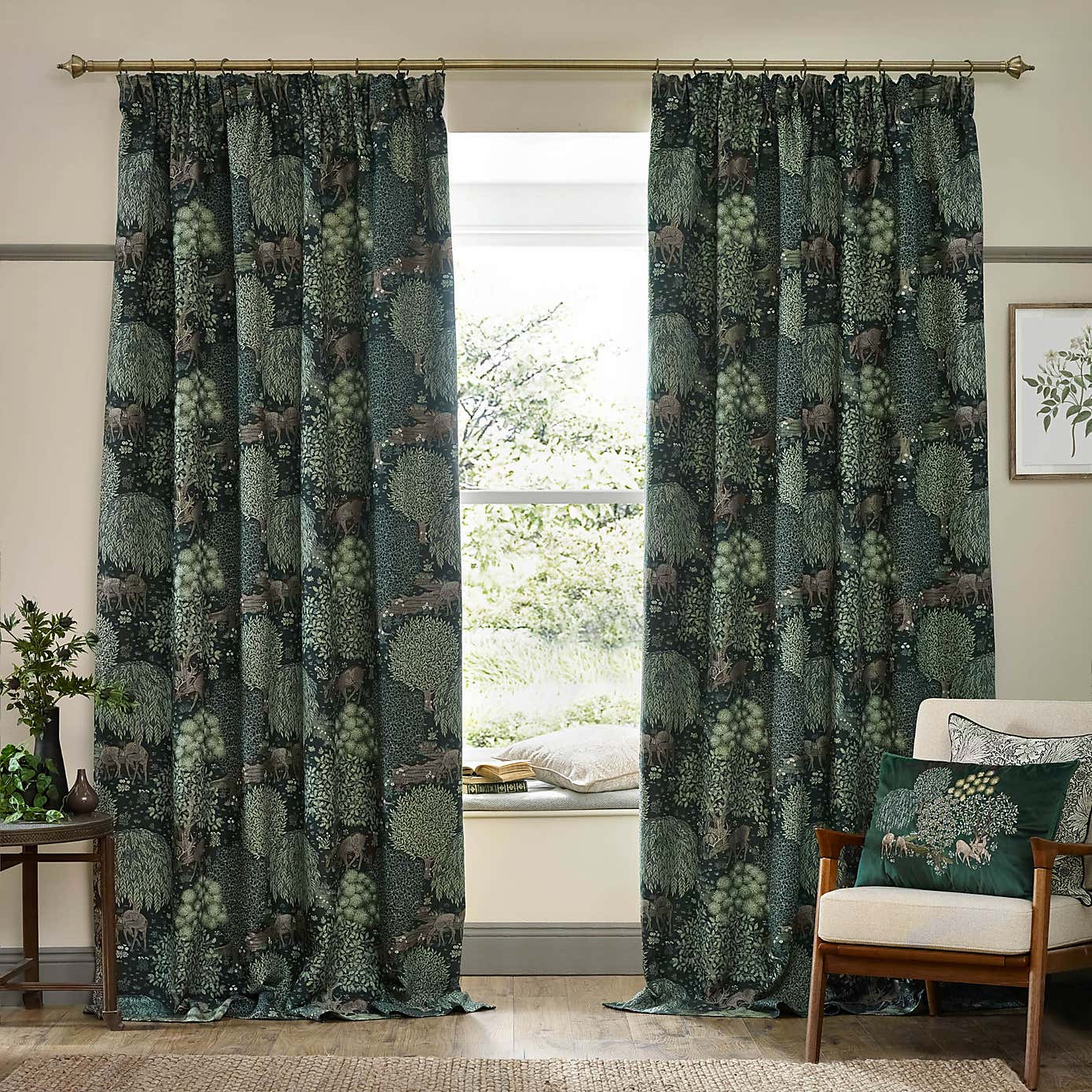 Morris & Co. The Brook Jacquard Pencil Pleat Curtains