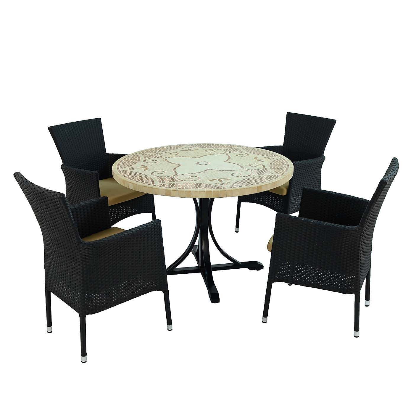 Provence Dining Table with 4 Stockholm Black Chairs Set